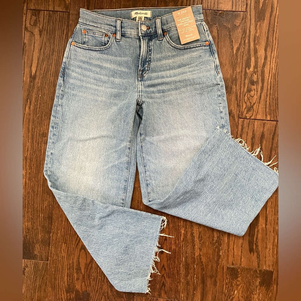 NWT Madewell The Perfect Vintage Wide Leg Crop Jean 26P Petite